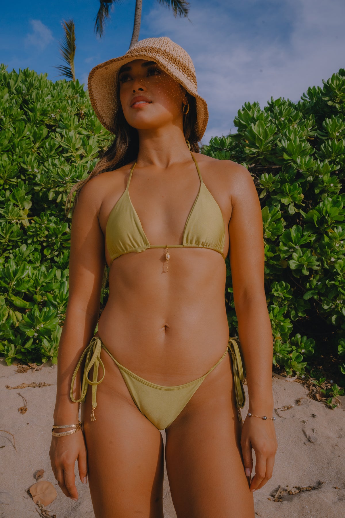 Meili Swim Olivia Triangle Top and Olivia Side Tie Bottom in green